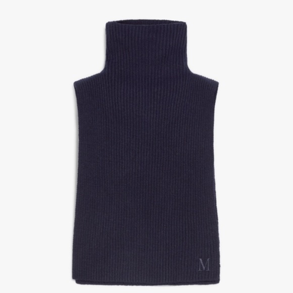 MAX MARA Ribbed Cashmere Balaclava Collar Poncho in Navy NWOT One Size - Picture 2 of 12